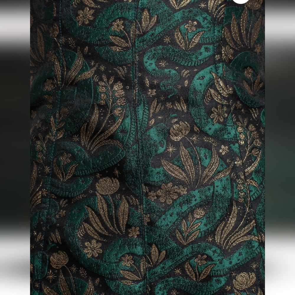 Disturbia Rena Snake Jacquard Mini Dress Darl Green - Picture 3 of 3